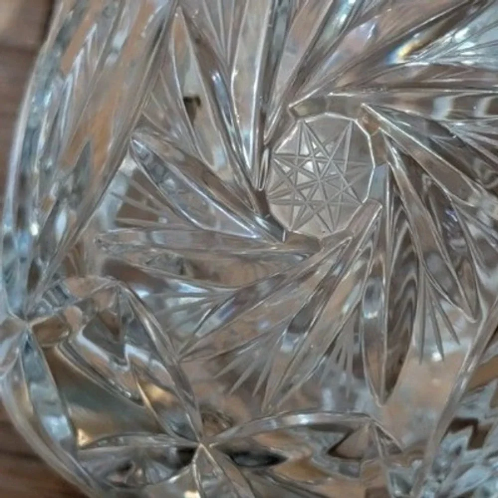 Vintage Monica Pinwheel Crystal Pitcher Cut Glass Starburst Water Carafe‎ 8in